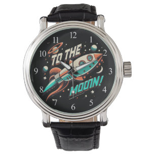 Reloj De Pulsera Vintage To The Moon Rocket ship