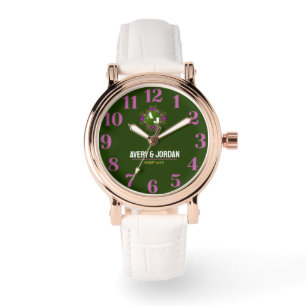 Reloj De Pulsera Vintage Unique Green Dial Monogram Personalized