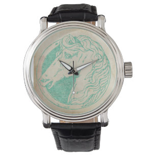 Reloj De Pulsera Vintage Verde azulado Tint Horse Cameo