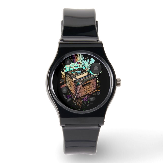 Reloj De Pulsera Vinyl Crate Music (Anverso)