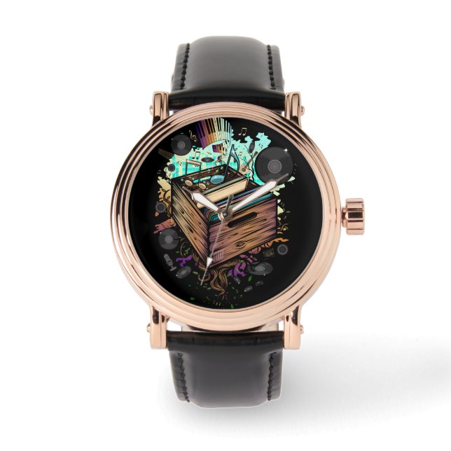 Reloj De Pulsera Vinyl Crate Music (Anverso)