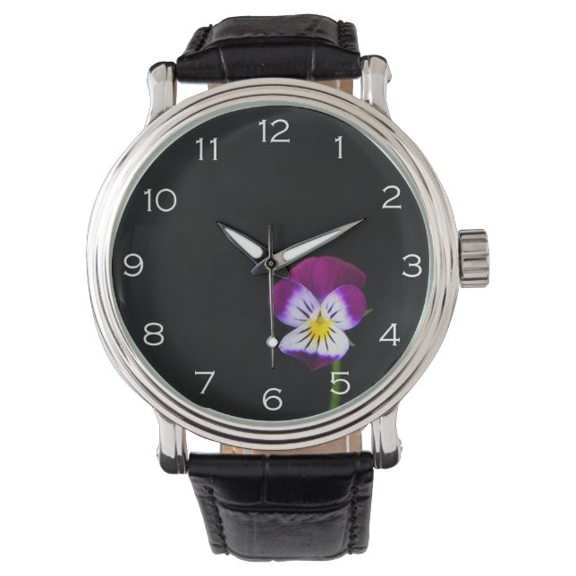 Reloj De Pulsera Violet Flower White Numbers wacna (Anverso)