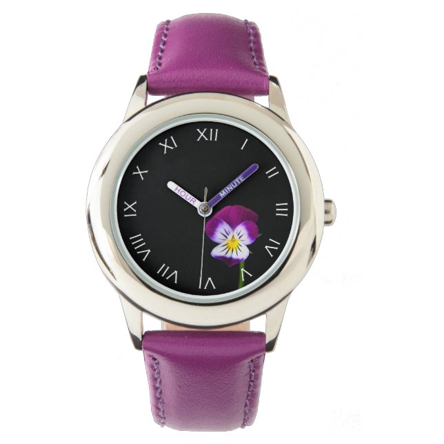 Reloj De Pulsera Violet Flower White Roman Numbers wacna (Anverso)