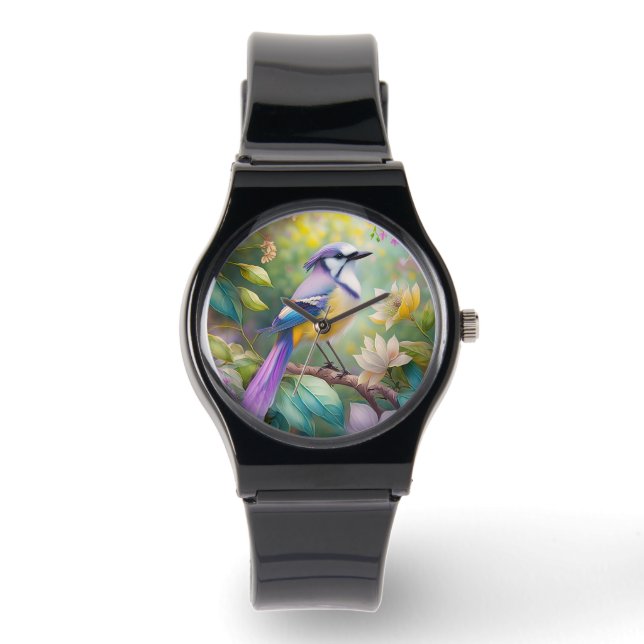 Reloj De Pulsera Violet Tufted Jay Fantasy Bird (Anverso)