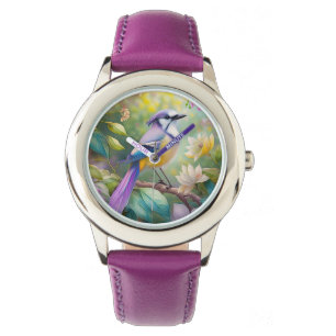 Reloj De Pulsera Violet Tufted Jay Fantasy Bird