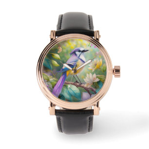 Reloj De Pulsera Violet Tufted Jay Fantasy Bird