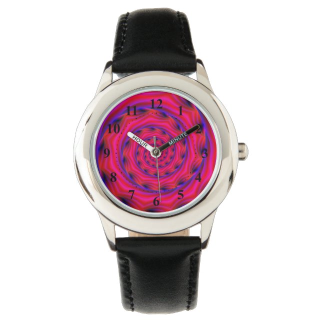 Reloj De Pulsera Violeta roja y espiral azul (Anverso)