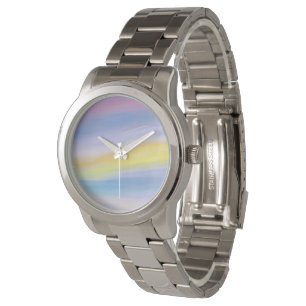 Reloj De Pulsera Violeta y Rayo Dorado Abstracto