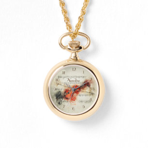 Reloj De Pulsera Violin Music Notes Personalizado Necklace Watch