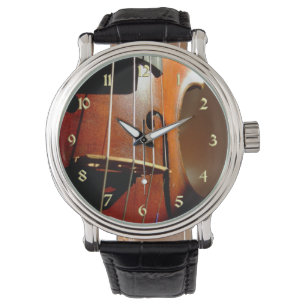 Reloj De Pulsera Violín musical con números dorados Watch