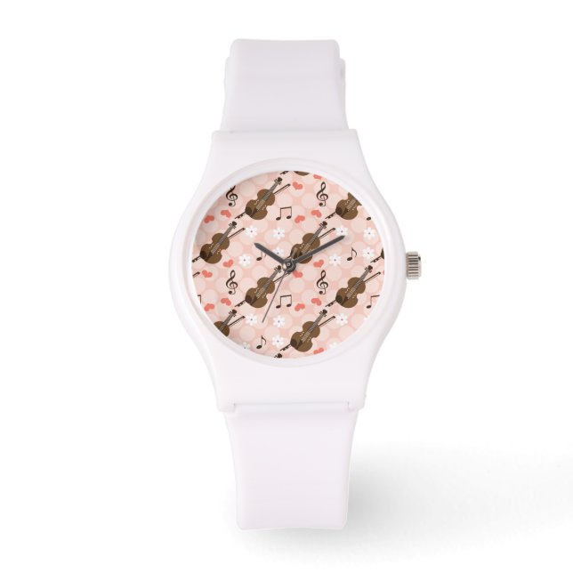 Reloj De Pulsera Violín rosa (Anverso)