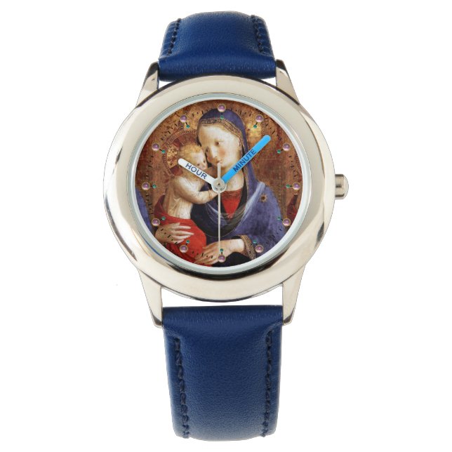 RELOJ DE PULSERA VIRGEN CON GEMAS AMETÍSIMOS NIÑOS/ROLLADOS (Anverso)
