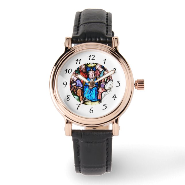 Reloj De Pulsera Virgen María Cristal Manchada Confirmación Espírit (Anverso)