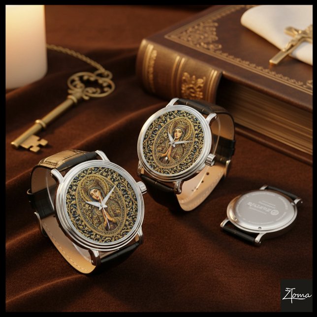 Reloj De Pulsera Virgen María Reverencia Dorada (Subido por el creador)