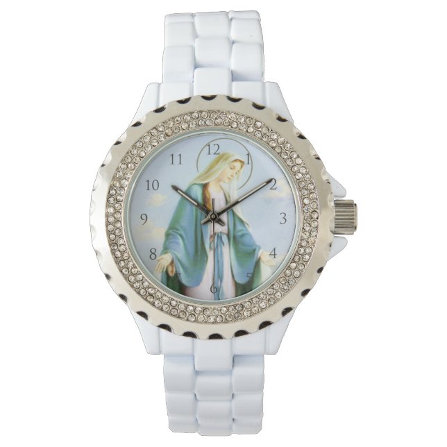 Reloj De Pulsera Virgin Mary_Crescent Moon _Con números Ver (Anverso)