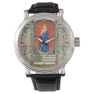 Reloj De Pulsera VIRGINA CON NIÑOS Y ANGELES Antiguos Bañones Flora