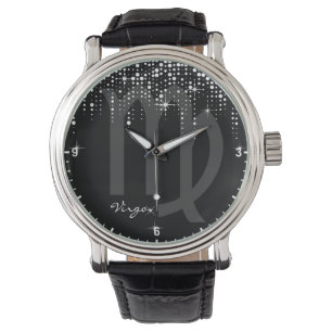 Reloj De Pulsera Virgo Rótulo Zodiaco Lluvia Purpurina Impresionant