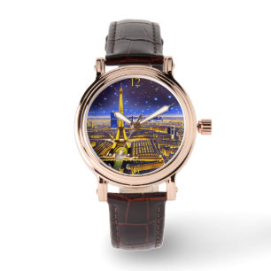 Reloj De Pulsera Vista aérea de fantasía de París bajo las estrella