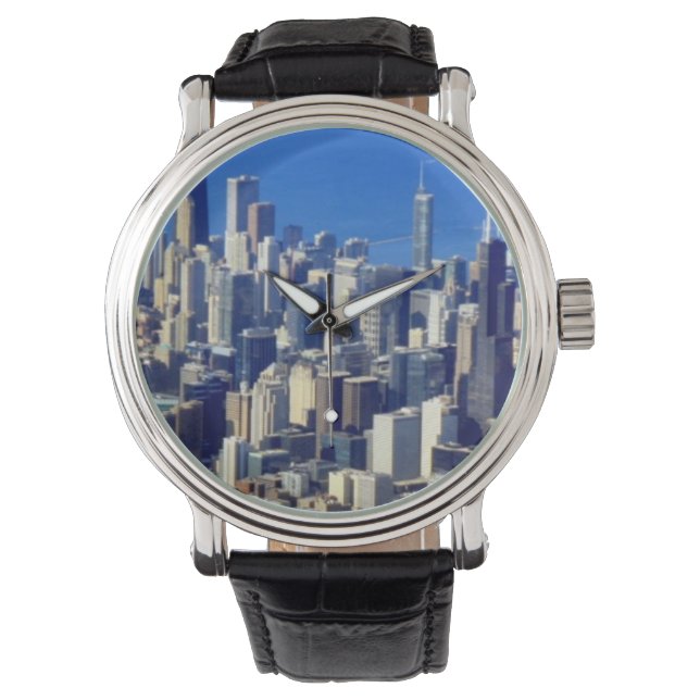 Reloj De Pulsera Vista aérea del centro de Chicago con lago (Anverso)