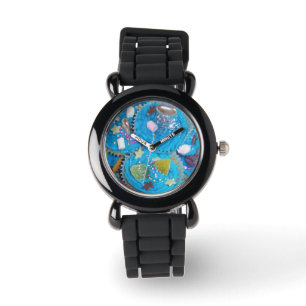 Reloj De Pulsera Vista de impresión de Cupcakes Azules