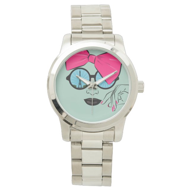 Reloj De Pulsera Vista de la cara sobredimensionada de la reverenci (Anverso)