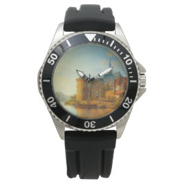 Reloj De Pulsera Vista de un pueblo holandés a lo largo del río Rin