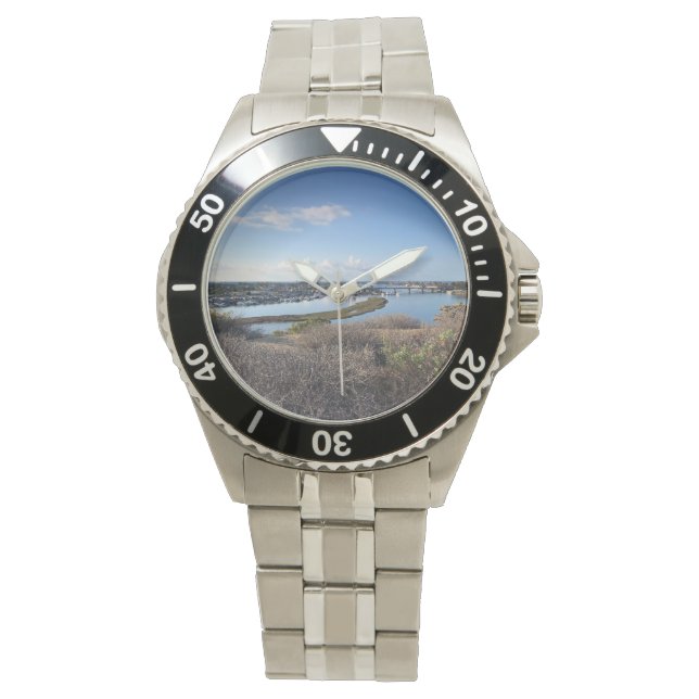 Reloj De Pulsera Vista desde Castaways Park, Newport Beach, CA (Anverso)