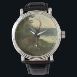 Reloj De Pulsera Vista posterior de Elk mirando un lago<br><div class="desc">¿Vives lejos de la naturaleza? Esta hermosa imagen clásica da una impresión de tranquilidad y los colores del alce son exactos,  lo que hace que esta imagen sea muy realista. Obtén este arte de estilo natural en tus productos favoritos.</div>
