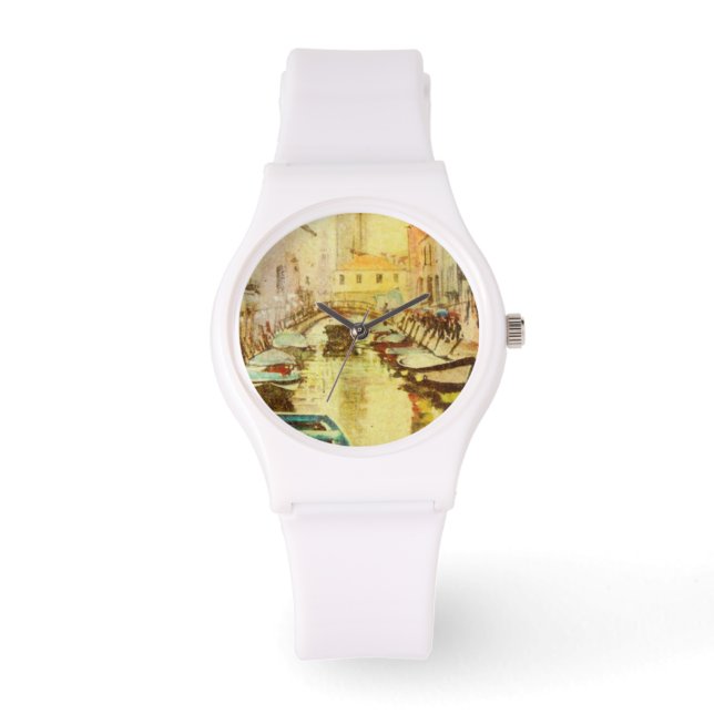 Reloj De Pulsera Vistas Al Canal Con Barcos Y Edificios (Anverso)