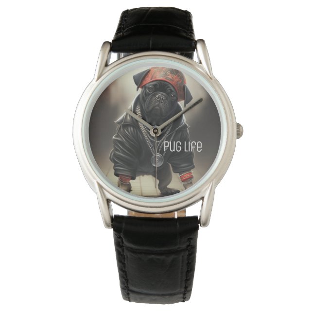 Reloj De Pulsera Vistazo a los hombres de Pug Life (Anverso)