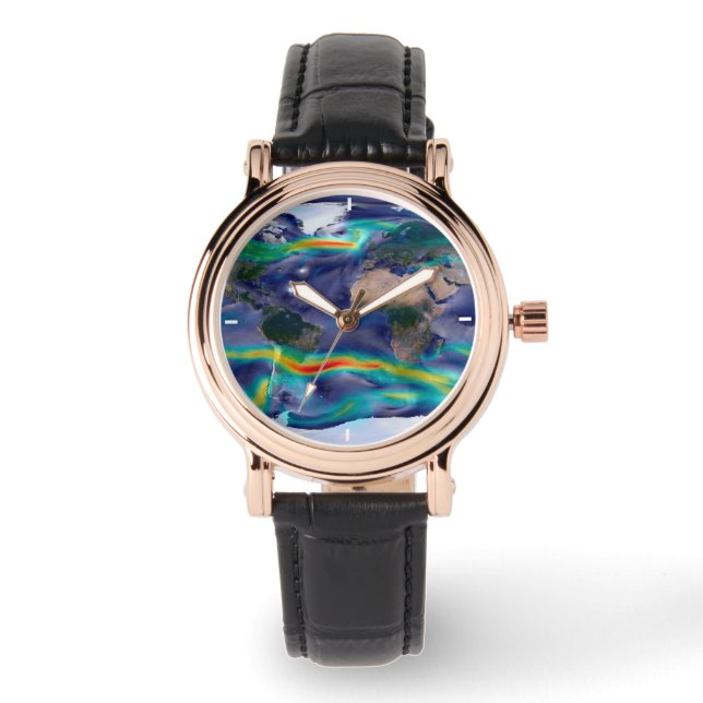 Reloj De Pulsera Visualización De Vientos Globales. (Anverso)