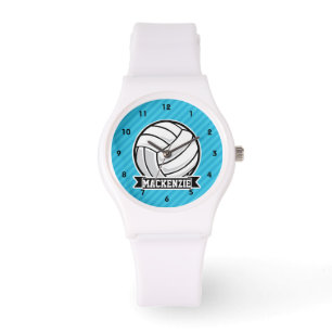 Reloj De Pulsera Voleibol; franjas azules del cielo