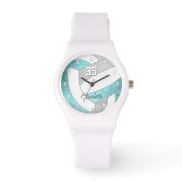 Reloj De Pulsera voleibol personalizado giratorio aqua gris