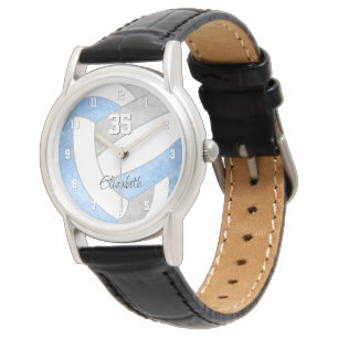 Reloj De Pulsera voleibol personalizado giratorio azul claro gris
