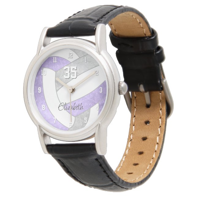 Reloj De Pulsera voleibol personalizado giratorio lilac morado (Angular)