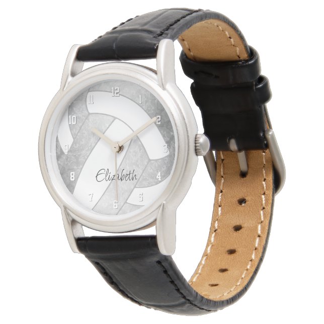 Reloj De Pulsera voleibol personalizado gris clásico neutro (Angular)