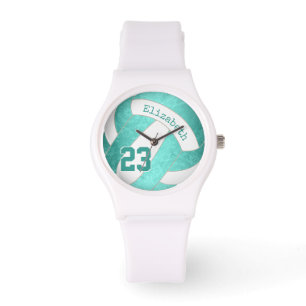 Reloj De Pulsera Voleibol verde azulado de color turquesa