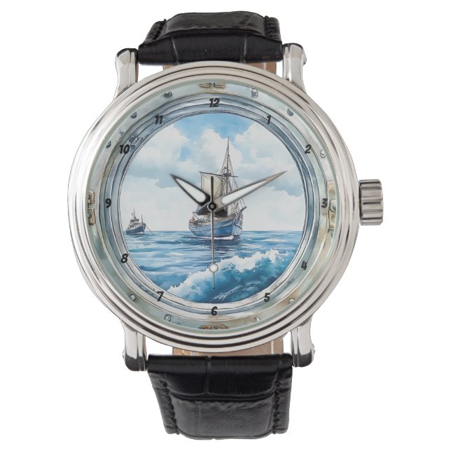 Reloj De Pulsera Voyage of Time" - Porthole Sailboat (Anverso)