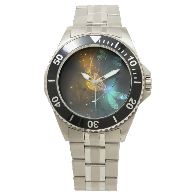 Reloj De Pulsera Vuelo de libélula luminosa verde (Anverso)