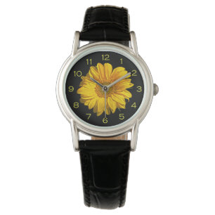 Reloj De Pulsera Wacna de números amarillos de girasol