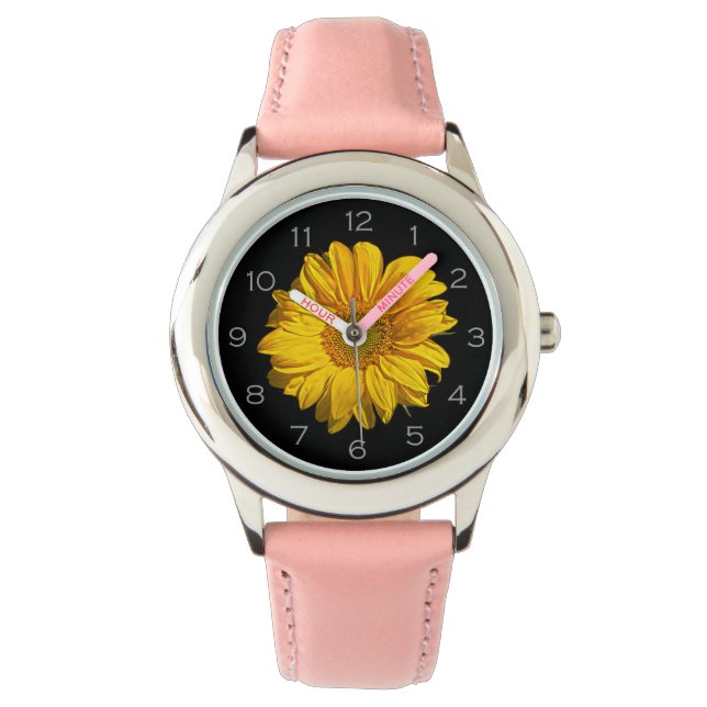 Reloj De Pulsera Wacna de números grises de girasol (Anverso)