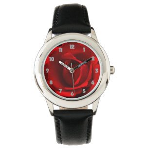 Reloj De Pulsera Wacna Red Rose Gray Fat Numbers