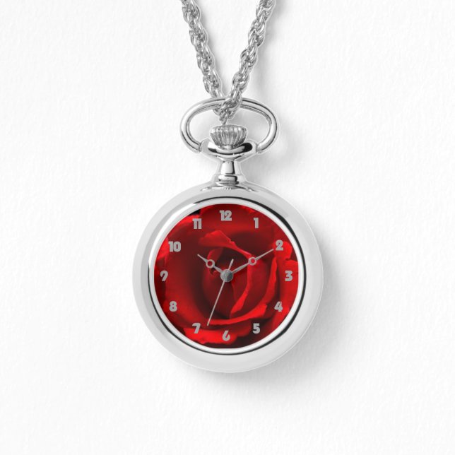 Reloj De Pulsera Wacna Red Rose Gray Fat Numbers (Anverso)