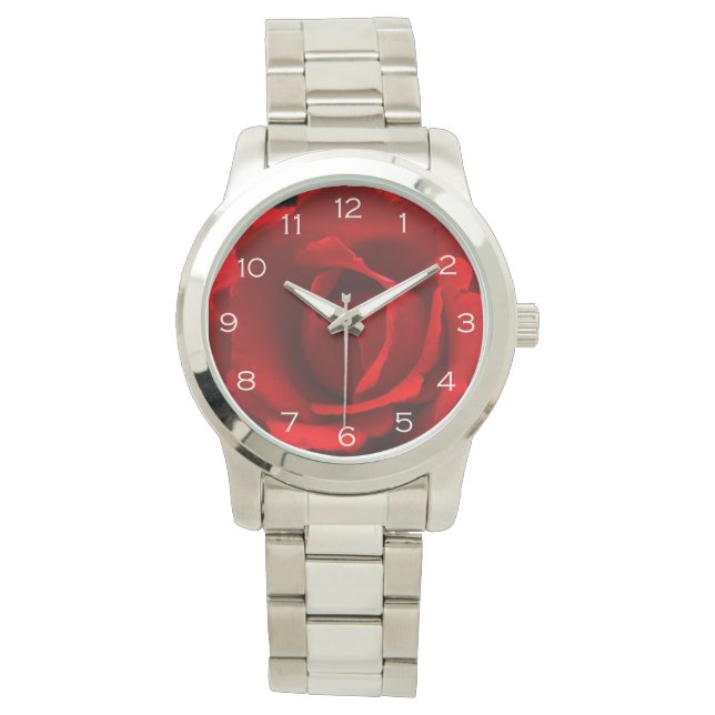 Reloj De Pulsera Wacna Red Rose White Numbers (Anverso)