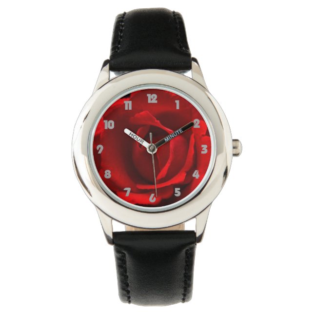 Reloj De Pulsera Wacnm Red Rose Gray Fat Numbers (Anverso)