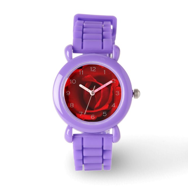 Reloj De Pulsera Wacnm Red Rose Gray Numbers (Anverso)