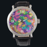 Reloj De Pulsera Wall Clock<br><div class="desc">Colorful Exotic Floral Pattern-23148</div>