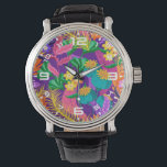 Reloj De Pulsera Wall Clock<br><div class="desc">Colorful Exotic Floral Pattern-23148</div>