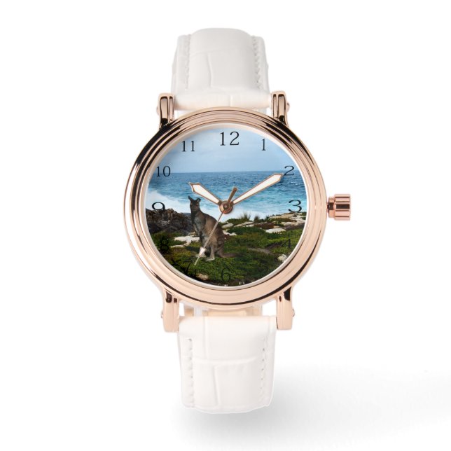 Reloj De Pulsera Wallaby en rocas junto al mar,  (Anverso)