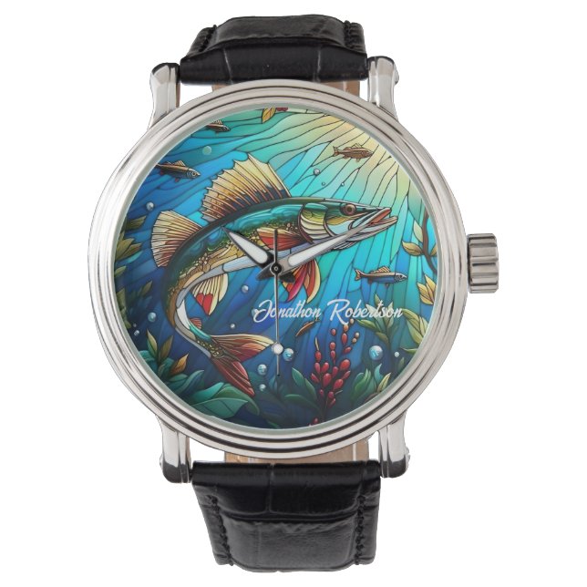 Reloj De Pulsera Walleye Pike en el lago Modern (Anverso)